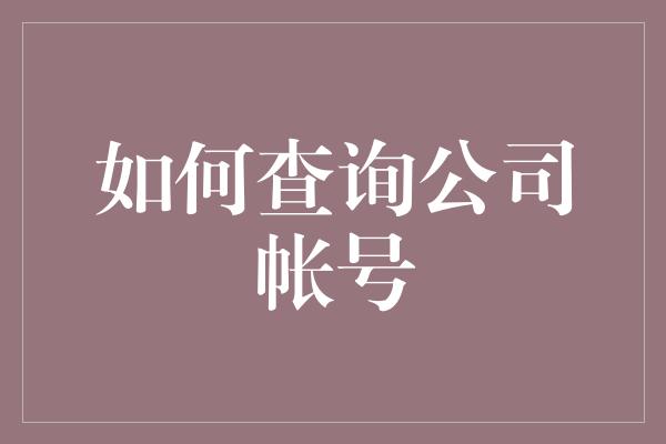 如何查询公司帐号