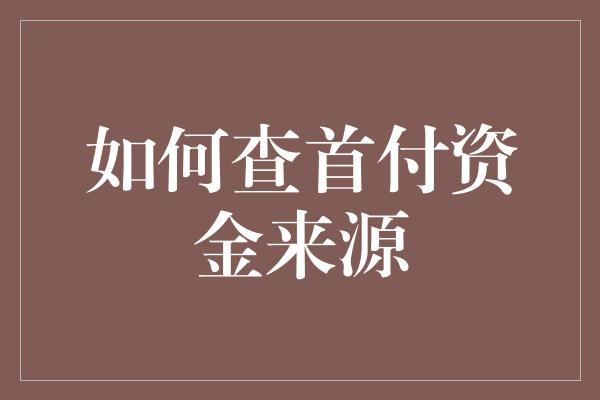 如何查首付资金来源