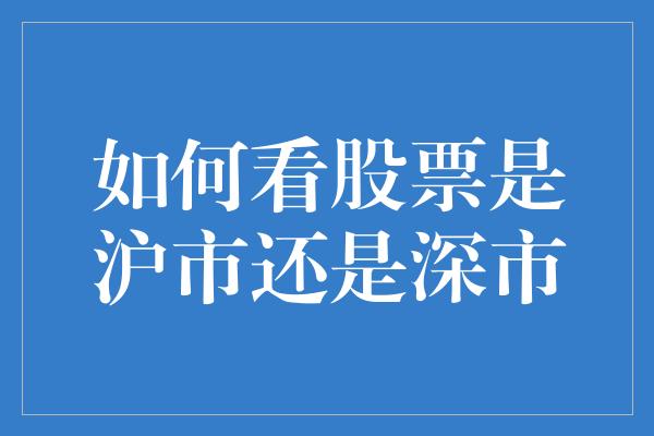 如何看股票是沪市还是深市