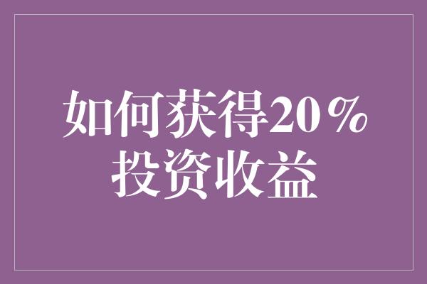 如何获得20%投资收益