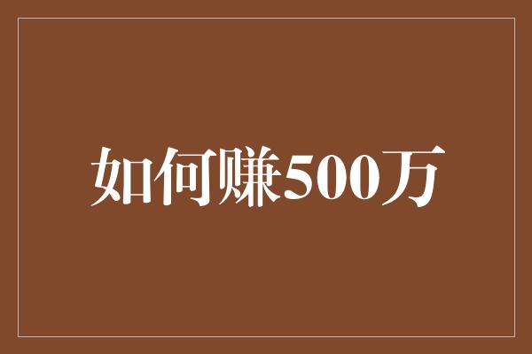 如何赚500万