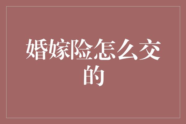 婚嫁险怎么交的