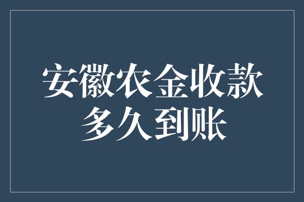 安徽农金收款多久到账