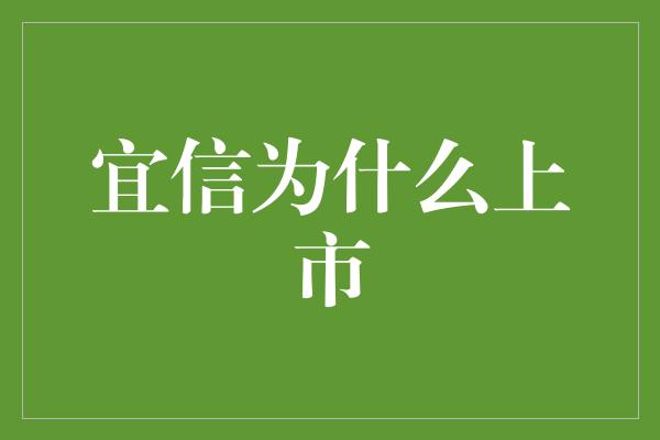 宜信为什么上市