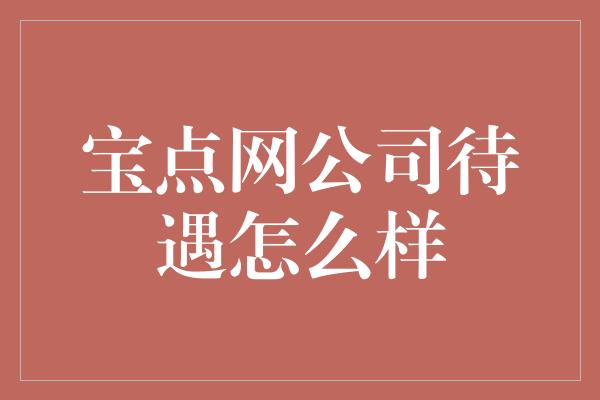 宝点网公司待遇怎么样