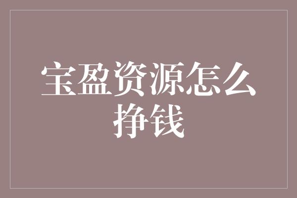 宝盈资源怎么挣钱