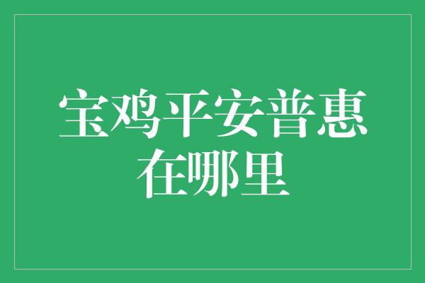 宝鸡平安普惠在哪里