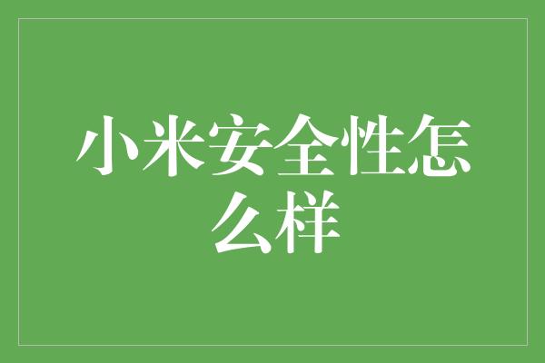 小米安全性怎么样