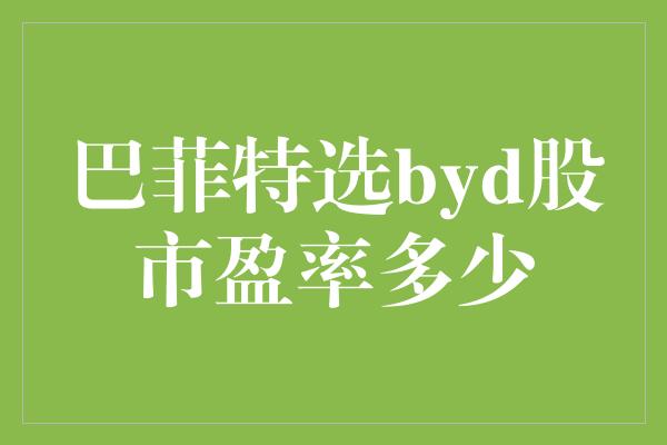 巴菲特选byd股市盈率多少