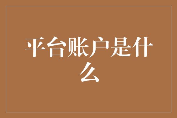 平台账户是什么