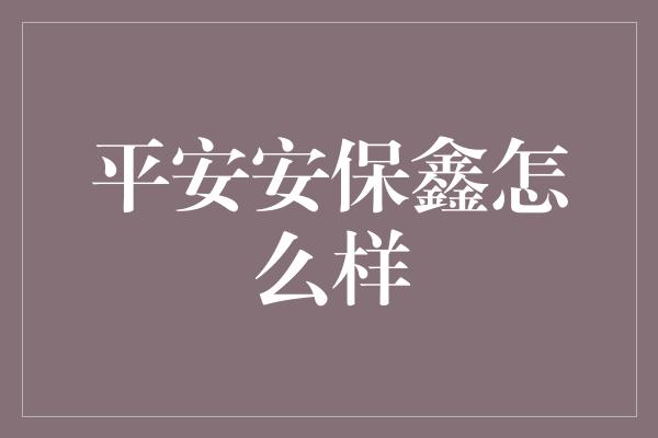 平安安保鑫怎么样