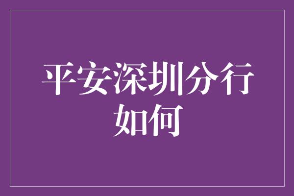 平安深圳分行如何