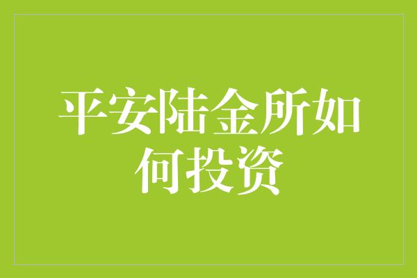 平安陆金所如何投资