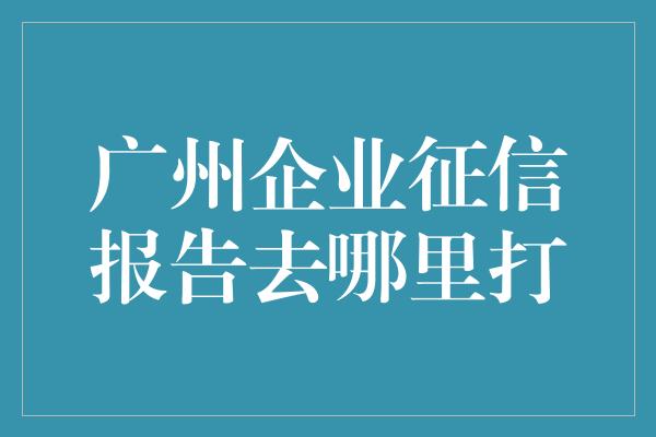 广州企业征信报告去哪里打