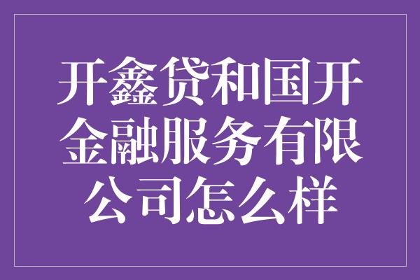 开鑫贷和国开金融服务有限公司怎么样