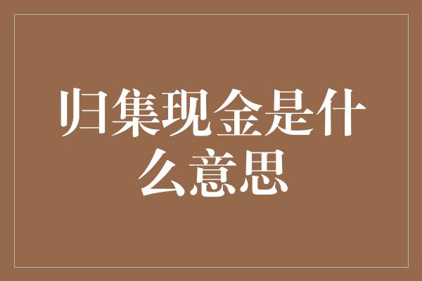 归集现金是什么意思