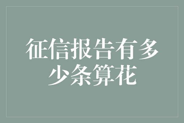 征信报告有多少条算花