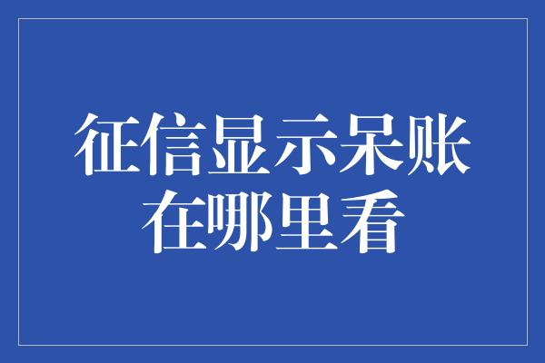 征信显示呆账在哪里看