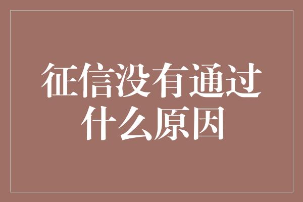 征信没有通过什么原因