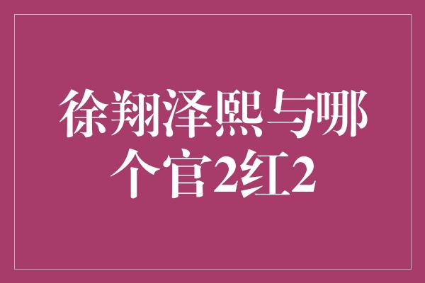 徐翔泽熙与哪个官2红2