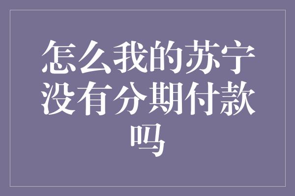 怎么我的苏宁没有分期付款吗