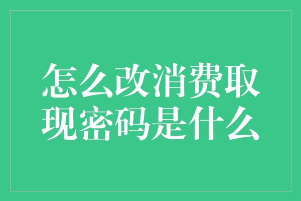 怎么改消费取现密码是什么