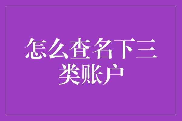 怎么查名下三类账户