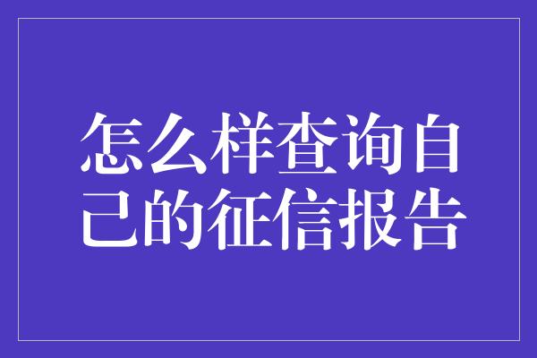 怎么样查询自己的征信报告