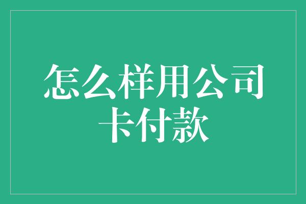 怎么样用公司卡付款