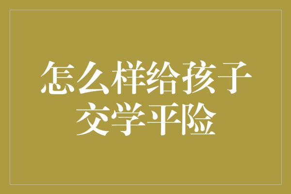 怎么样给孩子交学平险