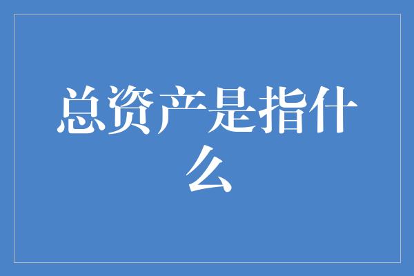 总资产是指什么