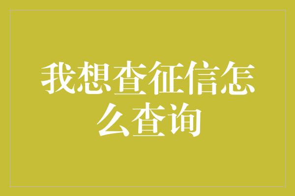 我想查征信怎么查询