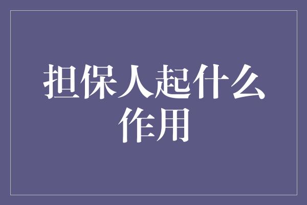 担保人起什么作用