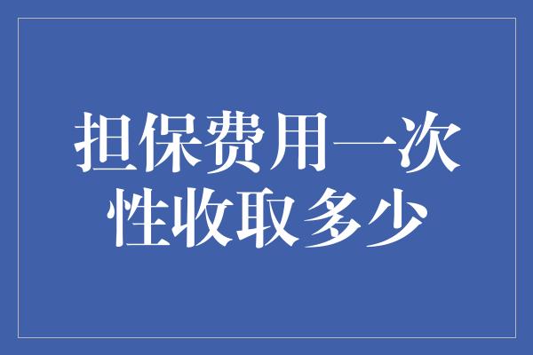 担保费用一次性收取多少