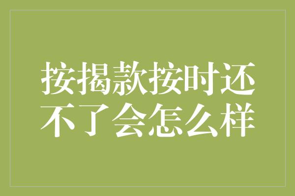 按揭款按时还不了会怎么样