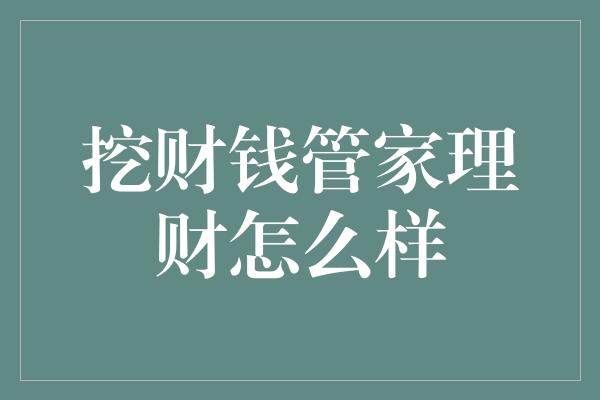 挖财钱管家理财怎么样