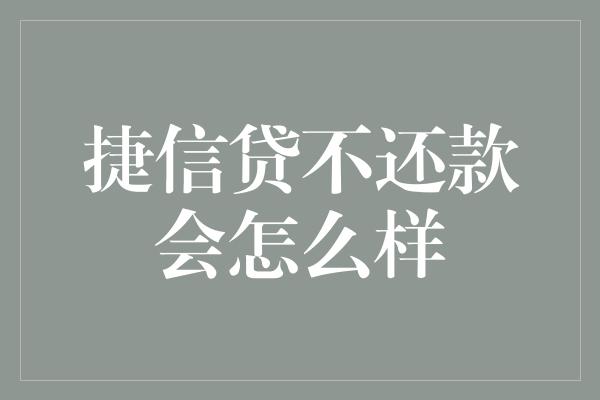 捷信贷不还款会怎么样