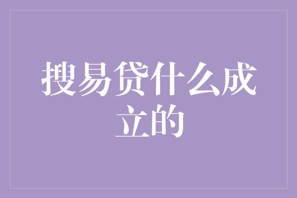 搜易贷什么成立的