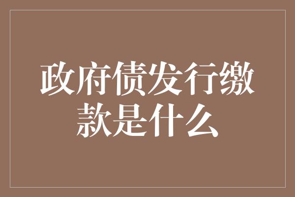 政府债发行缴款是什么