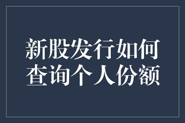 新股发行如何查询个人份额