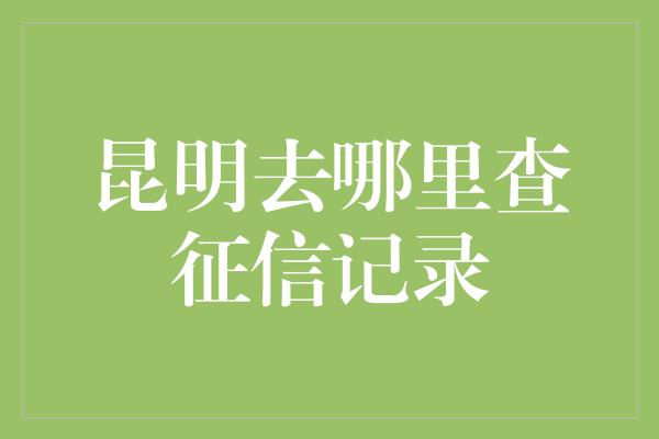 昆明去哪里查征信记录