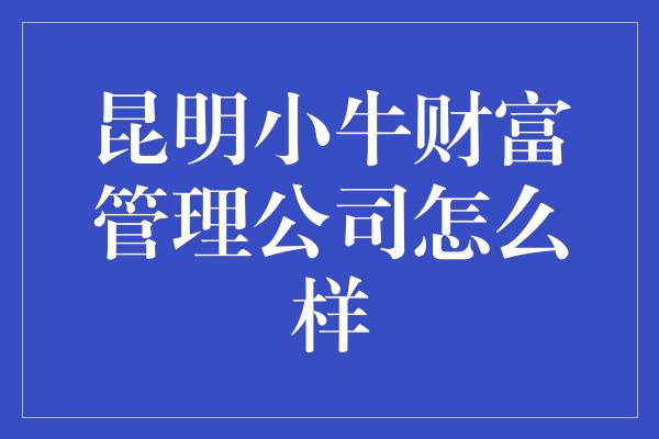 昆明小牛财富管理公司怎么样