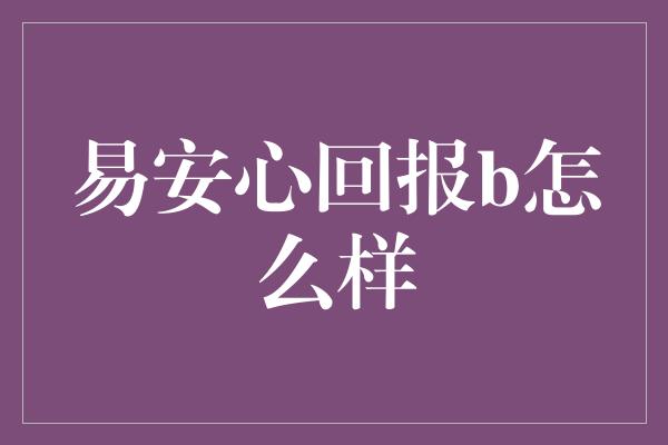 易安心回报b怎么样