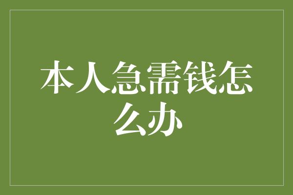 本人急需钱怎么办