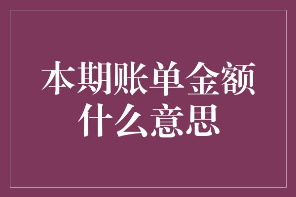 本期账单金额什么意思