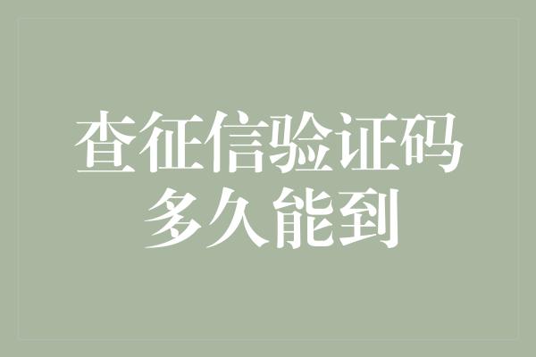 查征信验证码多久能到