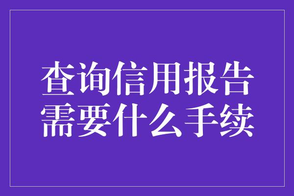 查询信用报告需要什么手续