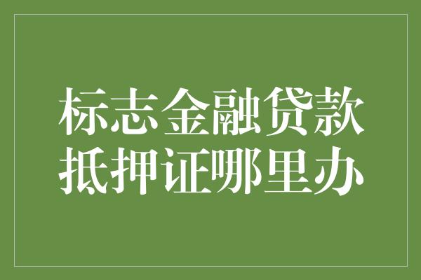 标志金融贷款抵押证哪里办