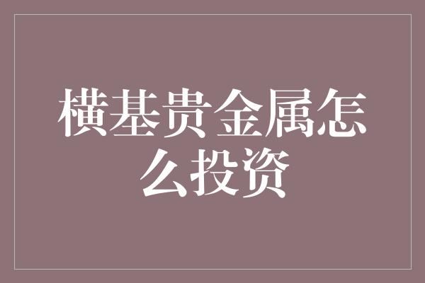 横基贵金属怎么投资