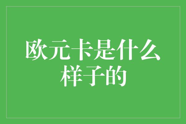 欧元卡是什么样子的